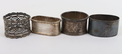 Various silver items, including four napkin rings, St Christpher enamel pendant, fruit knife - 5