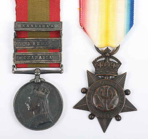 Second Afghan War Campaign Medal Pair to a Piper in the 92nd (Gorgon Highlanders) Regiment of Foot, During the Assault on Pir Paimal in the Battle of Kandahar he Struck up a Tune on his Bagpipes Until the Bag was Pierced by an Enemy Bullet