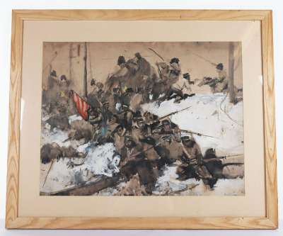 Imperial Russian Painting of a Battle Scene in the Russo-Japanese War - 5