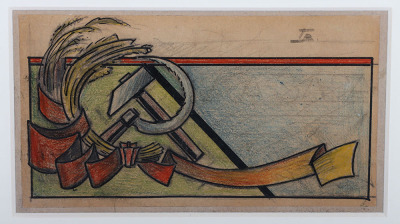 Coloured Pencil Illustration for Design of Soviet Russian Banner