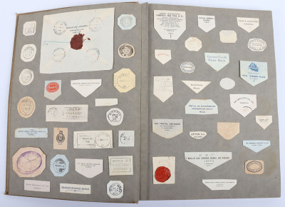 Unusual Photograph Album Early 20th Century with Collection of International Envelope Seals and Addresses - 2