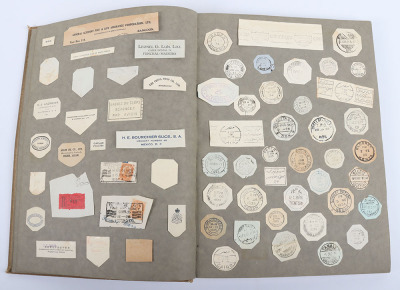 Unusual Photograph Album Early 20th Century with Collection of International Envelope Seals and Addresses - 3