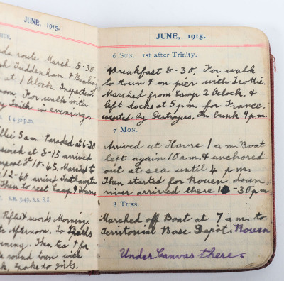 Historically Important Great War Diary Grouping of Timothy Goddard Elliott from 1914-1918, Covering Many of the Major Actions of WW1 including the Battle of the Somme in 1916, Where he went Over The Top with 9th Battalion City of London Queen Victoria Rif - 13