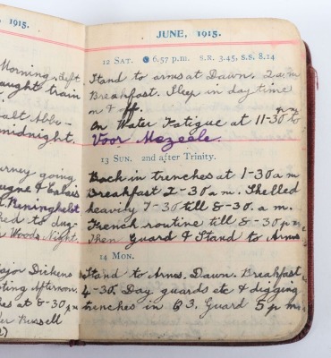 Historically Important Great War Diary Grouping of Timothy Goddard Elliott from 1914-1918, Covering Many of the Major Actions of WW1 including the Battle of the Somme in 1916, Where he went Over The Top with 9th Battalion City of London Queen Victoria Rif - 14