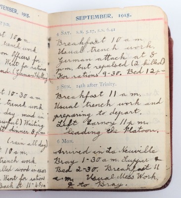 Historically Important Great War Diary Grouping of Timothy Goddard Elliott from 1914-1918, Covering Many of the Major Actions of WW1 including the Battle of the Somme in 1916, Where he went Over The Top with 9th Battalion City of London Queen Victoria Rif - 16