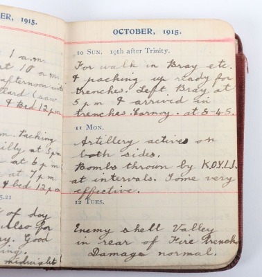 Historically Important Great War Diary Grouping of Timothy Goddard Elliott from 1914-1918, Covering Many of the Major Actions of WW1 including the Battle of the Somme in 1916, Where he went Over The Top with 9th Battalion City of London Queen Victoria Rif - 17