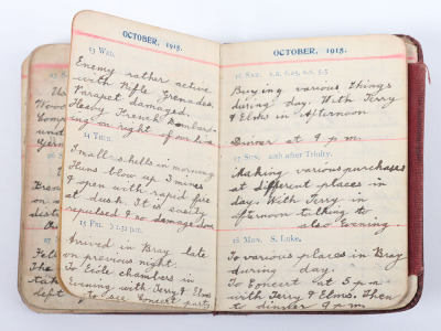 Historically Important Great War Diary Grouping of Timothy Goddard Elliott from 1914-1918, Covering Many of the Major Actions of WW1 including the Battle of the Somme in 1916, Where he went Over The Top with 9th Battalion City of London Queen Victoria Rif - 18