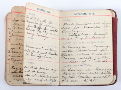 Historically Important Great War Diary Grouping of Timothy Goddard Elliott from 1914-1918, Covering Many of the Major Actions of WW1 including the Battle of the Somme in 1916, Where he went Over The Top with 9th Battalion City of London Queen Victoria Rif - 19