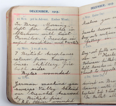 Historically Important Great War Diary Grouping of Timothy Goddard Elliott from 1914-1918, Covering Many of the Major Actions of WW1 including the Battle of the Somme in 1916, Where he went Over The Top with 9th Battalion City of London Queen Victoria Rif - 21