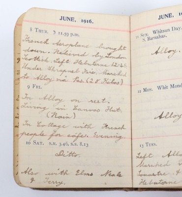 Historically Important Great War Diary Grouping of Timothy Goddard Elliott from 1914-1918, Covering Many of the Major Actions of WW1 including the Battle of the Somme in 1916, Where he went Over The Top with 9th Battalion City of London Queen Victoria Rif - 27