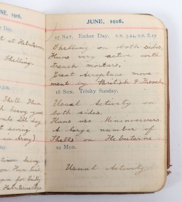 Historically Important Great War Diary Grouping of Timothy Goddard Elliott from 1914-1918, Covering Many of the Major Actions of WW1 including the Battle of the Somme in 1916, Where he went Over The Top with 9th Battalion City of London Queen Victoria Rif - 28