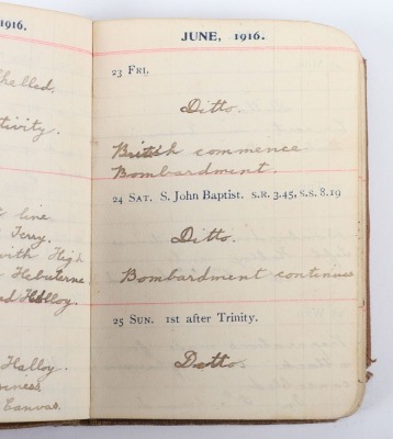 Historically Important Great War Diary Grouping of Timothy Goddard Elliott from 1914-1918, Covering Many of the Major Actions of WW1 including the Battle of the Somme in 1916, Where he went Over The Top with 9th Battalion City of London Queen Victoria Rif - 29