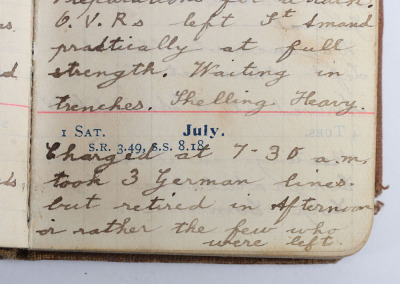 Historically Important Great War Diary Grouping of Timothy Goddard Elliott from 1914-1918, Covering Many of the Major Actions of WW1 including the Battle of the Somme in 1916, Where he went Over The Top with 9th Battalion City of London Queen Victoria Rif - 31