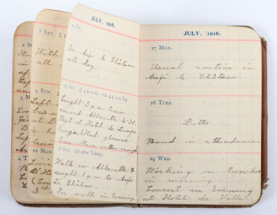 Historically Important Great War Diary Grouping of Timothy Goddard Elliott from 1914-1918, Covering Many of the Major Actions of WW1 including the Battle of the Somme in 1916, Where he went Over The Top with 9th Battalion City of London Queen Victoria Rif - 34