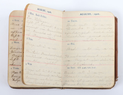 Historically Important Great War Diary Grouping of Timothy Goddard Elliott from 1914-1918, Covering Many of the Major Actions of WW1 including the Battle of the Somme in 1916, Where he went Over The Top with 9th Battalion City of London Queen Victoria Rif - 37