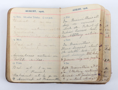 Historically Important Great War Diary Grouping of Timothy Goddard Elliott from 1914-1918, Covering Many of the Major Actions of WW1 including the Battle of the Somme in 1916, Where he went Over The Top with 9th Battalion City of London Queen Victoria Rif - 38