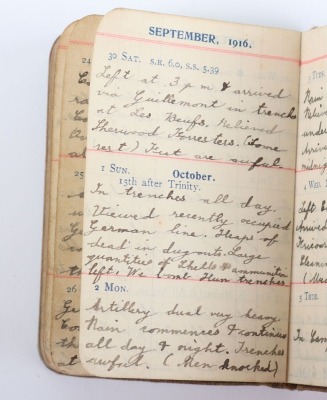 Historically Important Great War Diary Grouping of Timothy Goddard Elliott from 1914-1918, Covering Many of the Major Actions of WW1 including the Battle of the Somme in 1916, Where he went Over The Top with 9th Battalion City of London Queen Victoria Rif - 41