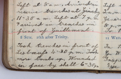 Historically Important Great War Diary Grouping of Timothy Goddard Elliott from 1914-1918, Covering Many of the Major Actions of WW1 including the Battle of the Somme in 1916, Where he went Over The Top with 9th Battalion City of London Queen Victoria Rif - 42