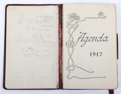 Historically Important Great War Diary Grouping of Timothy Goddard Elliott from 1914-1918, Covering Many of the Major Actions of WW1 including the Battle of the Somme in 1916, Where he went Over The Top with 9th Battalion City of London Queen Victoria Rif - 43