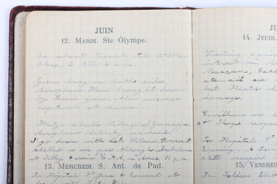 Historically Important Great War Diary Grouping of Timothy Goddard Elliott from 1914-1918, Covering Many of the Major Actions of WW1 including the Battle of the Somme in 1916, Where he went Over The Top with 9th Battalion City of London Queen Victoria Rif - 48