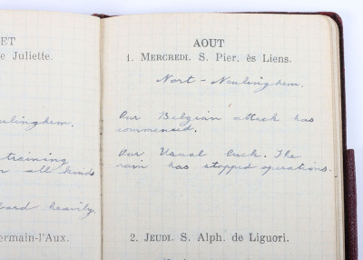 Historically Important Great War Diary Grouping of Timothy Goddard Elliott from 1914-1918, Covering Many of the Major Actions of WW1 including the Battle of the Somme in 1916, Where he went Over The Top with 9th Battalion City of London Queen Victoria Rif - 50