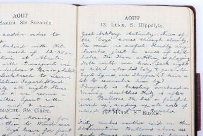 Historically Important Great War Diary Grouping of Timothy Goddard Elliott from 1914-1918, Covering Many of the Major Actions of WW1 including the Battle of the Somme in 1916, Where he went Over The Top with 9th Battalion City of London Queen Victoria Rif - 51