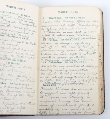 Historically Important Great War Diary Grouping of Timothy Goddard Elliott from 1914-1918, Covering Many of the Major Actions of WW1 including the Battle of the Somme in 1916, Where he went Over The Top with 9th Battalion City of London Queen Victoria Rif - 56