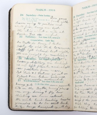 Historically Important Great War Diary Grouping of Timothy Goddard Elliott from 1914-1918, Covering Many of the Major Actions of WW1 including the Battle of the Somme in 1916, Where he went Over The Top with 9th Battalion City of London Queen Victoria Rif - 57