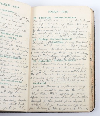 Historically Important Great War Diary Grouping of Timothy Goddard Elliott from 1914-1918, Covering Many of the Major Actions of WW1 including the Battle of the Somme in 1916, Where he went Over The Top with 9th Battalion City of London Queen Victoria Rif - 58