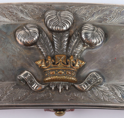 Hallmarked Silver Denbighshire Hussars Yeomanry Officers Cross Belt Pouch - 2