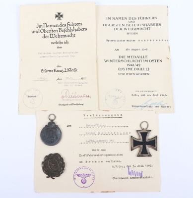 WW2 German Iron Cross 2nd Class Award and Citation Grouping - 2
