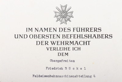WW2 German War Service Cross 2nd Class with Swords and Award Citation, - 6