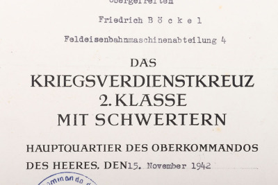 WW2 German War Service Cross 2nd Class with Swords and Award Citation, - 7
