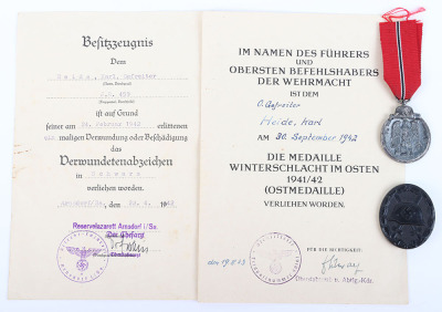 WW2 German Infantry Regiment Nr 459 Award and Citation Grouping - 2