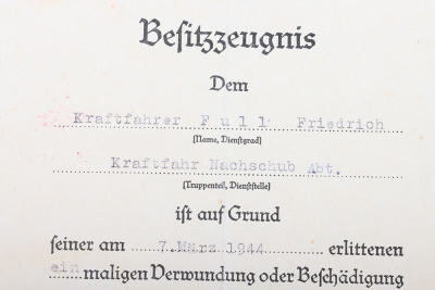 WW2 German Black Grade Wound Badge and Award Citation - 6