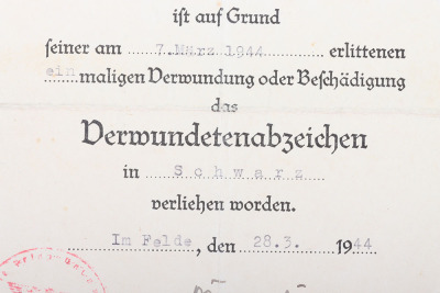 WW2 German Black Grade Wound Badge and Award Citation - 7