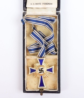 Third Reich Mothers Cross Award with Original Award Citation - 3