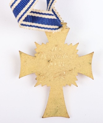 Third Reich Mothers Cross Award with Original Award Citation - 5