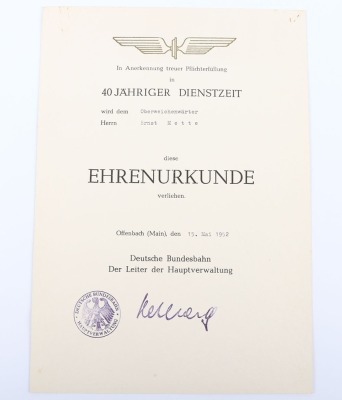 Third Reich NSDAP 25 Year Faithful Service Decoration with Citations of Railways Interest - 15
