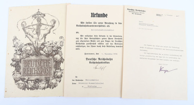 Third Reich NSDAP 25 Year Faithful Service Decoration with Citations and Documents of Railways Interest - 6