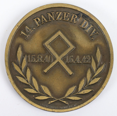 German 14th Panzer Division Commemorative Medallion - 3