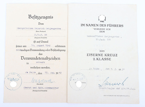 WW2 German Award Citation Pair