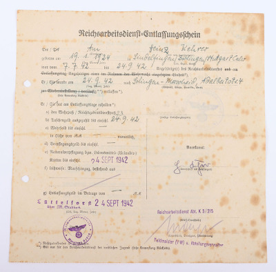 WW2 German Army Photograph Album and Paperwork Grouping of Heinz Kehrer 6th Battalion Grenadier Regiment Nr 670 and Reichsarbeitsdienst (R.A.D) - 4