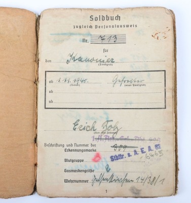 WW2 German Soldbuch Artillery Ersatz Abteilung 228 - 5