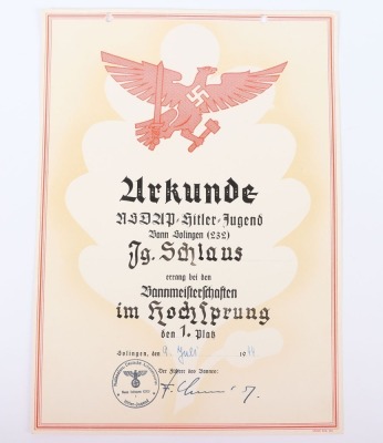 2x Third Reich Hitler Youth Sports Citations for Bann Solingen - 7