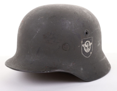 WWII GERMAN DOUBLE-DECAL M-40 COMBAT POLICE HELMET - 2