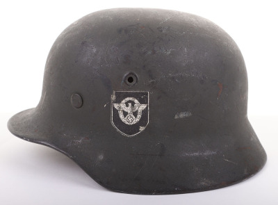 WWII GERMAN DOUBLE-DECAL M-40 COMBAT POLICE HELMET - 3