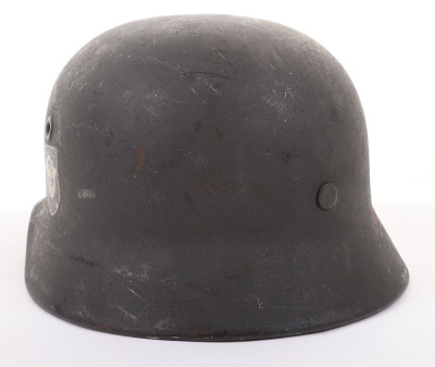 WWII GERMAN DOUBLE-DECAL M-40 COMBAT POLICE HELMET - 5