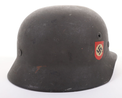 WWII GERMAN DOUBLE-DECAL M-40 COMBAT POLICE HELMET - 6