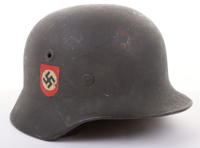 WWII GERMAN DOUBLE-DECAL M-40 COMBAT POLICE HELMET - 8